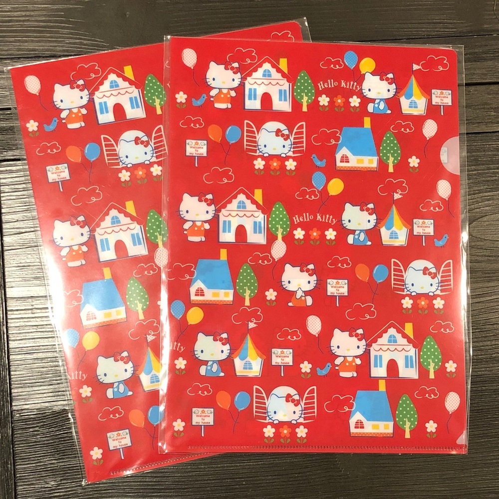 Hello Kitty Red Party Scene File Folders with Multicolor Accents